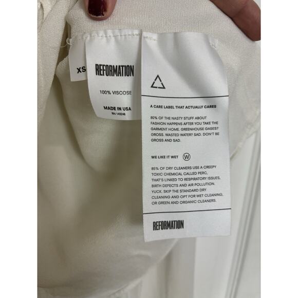 Reformation White Cropped Long Sleeve Top Size XS Boho Sheer Peasant Renfest - Picture 6 of 10